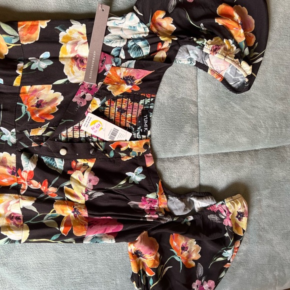 NWT! Anthropologie x Yumi Kim black floral button front maxi dress New! S small - Picture 7 of 8